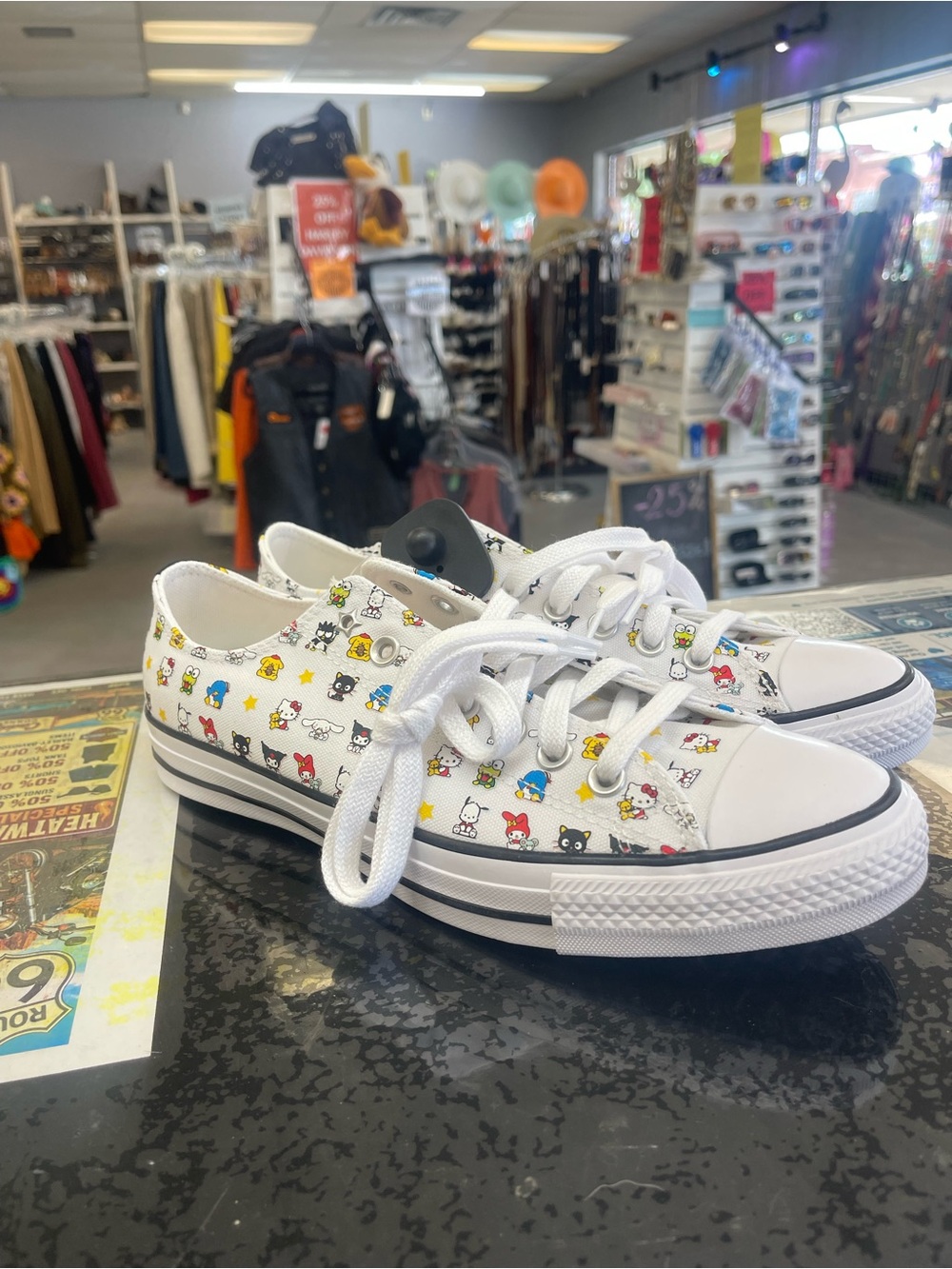 Converse White Low-Top Sneakers with Multicolor Character Print